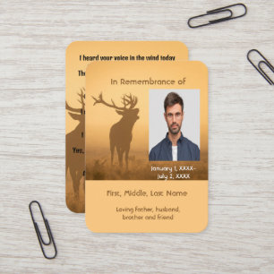 Memorial Pocket Card Jäger Jäger Stag Hirsch Visitenkarte