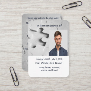 Memorial Pocket Card Jigsaw Puzzle Visitenkarte