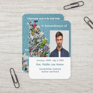 Memorial Pocket Card Jigsaw Puzzle Visitenkarte