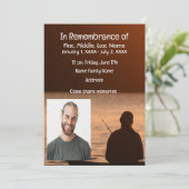 Memorial Pocket Card Ocean Fly Fishing Fisherman Einladung (Stehend Vorderseite)