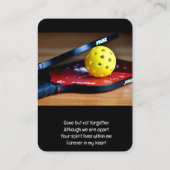 Memorial Pocket Card Pickleball Sport Visitenkarte (Rückseite)