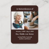 Memorial Pocket Card Potter Potterkarton Visitenkarte (Vorderseite)
