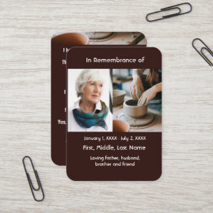 Memorial Pocket Card Potter Potterkarton Visitenkarte