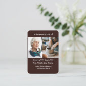 Memorial Pocket Card Potter Potterkarton Visitenkarte (Stehend Vorderseite)