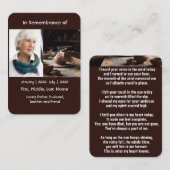 Memorial Pocket Card Potter Potterkarton Visitenkarte (Vorne/Hinten)