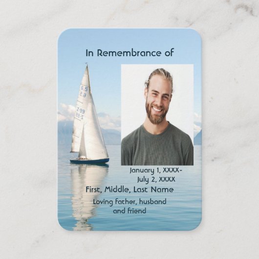 Memorial Pocket Card Sailboat Sailing Visitenkarte (Vorderseite)