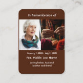 Memorial Pocket Card Stricker Visitenkarte (Vorderseite)