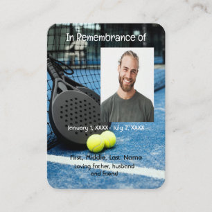 Memorial Pocket Card Tennis Racket Ball Visitenkarte