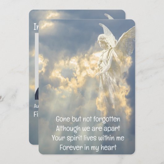 Memorial Pocket Keepake Angel Sky Clouds Einladung (Vorne/Hinten)
