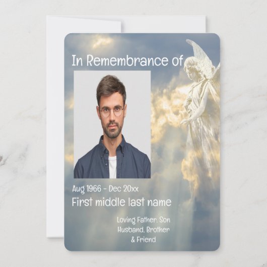 Memorial Pocket Keepake Angel Sky Clouds Einladung (Rückseite)