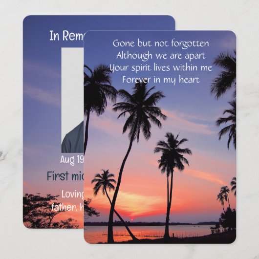 Memorial Pocket Keepake Tropical Beach Paradies Einladung (Vorne/Hinten)