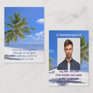 Memorial Pocket Keepake Tropical Beach Paradies Visitenkarte