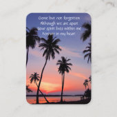 Memorial Pocket Keepake Tropical Beach Paradies Visitenkarte (Vorderseite)