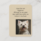 Memorial Pocket Keepake West Highland Dog Visitenkarte (Rückseite)