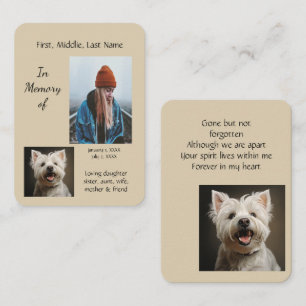 Memorial Pocket Keepake West Highland Dog Visitenkarte