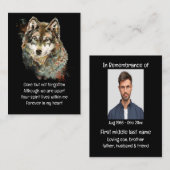 Memorial Pocket Keepake Wolf Tier Visitenkarte (Vorne/Hinten)
