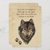 Memorial Pocket Keepake Wolf Wolves Tier Einladung (Vorne/Hinten)