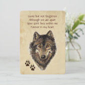 Memorial Pocket Keepake Wolf Wolves Tier Einladung (Stehend Vorderseite)