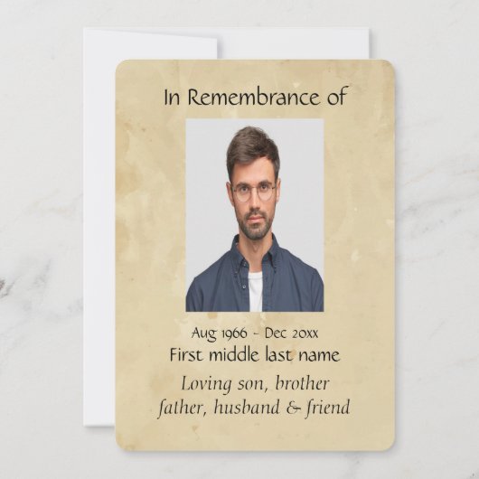 Memorial Pocket Keepake Wolf Wolves Tier Einladung (Rückseite)