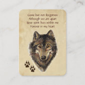 Memorial Pocket Keepake Wolf Wolves Tier Visitenkarte (Vorderseite)