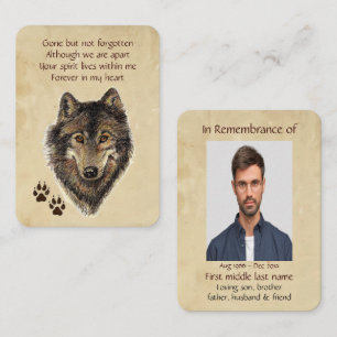 Memorial Pocket Keepake Wolf Wolves Tier Visitenkarte