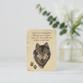 Memorial Pocket Keepake Wolf Wolves Tier Visitenkarte (Stehend Vorderseite)