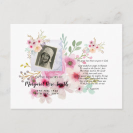 Memorial Postcard mit FOTO Verse Blume Postkarte