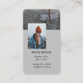 Memorial Prayer Card Dragonfly Dewdrops Visitenkarte (Vorderseite)
