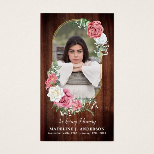 Memorial Prayer Card Foto Land Blumenbeerdigung (Vorderseite)