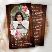 Memorial Prayer Card Foto Land Blumenbeerdigung