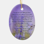 Memorial Prayer Card Hummingbird Lavender Blume Keramik Ornament (Hinten)