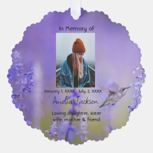 Memorial Prayer Card Hummingbird Lavender Blume Ornament Karte