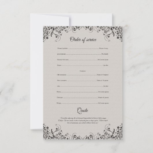 Memorial Programmkarte Einladung (Rückseite)