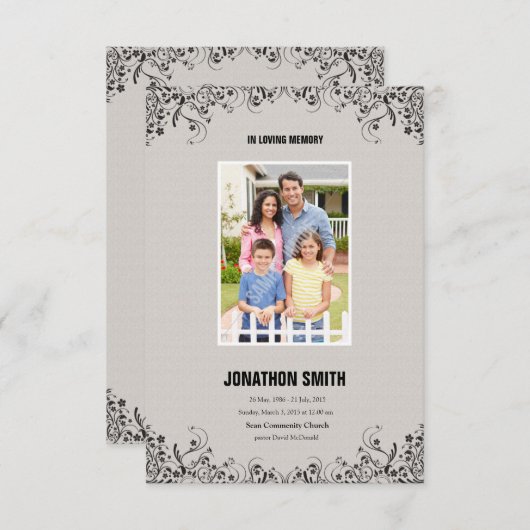 Memorial Programmkarte Einladung (Vorne/Hinten)