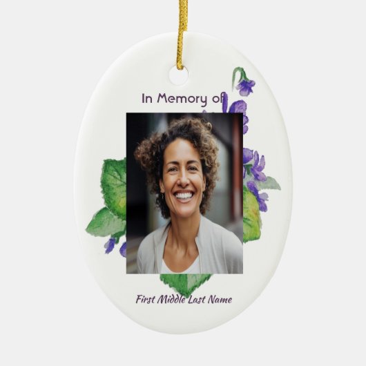 Memorial Remembrance Watercolor Wild Violet Keramik Ornament (Vorne)