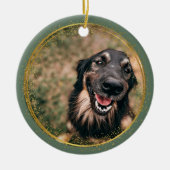 Memorial Sage and Gold Custom Foto Weihnachten Keramik Ornament (Vorne)