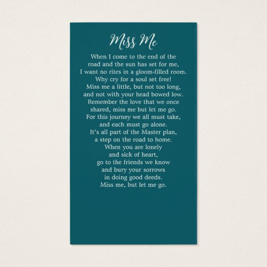 Memorial Sailboat Wasserfarbe Beerdigung Gebetkart (Rückseite)