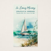 Memorial Sailboat Wasserfarbe Beerdigung Gebetkart (Vorderseite)