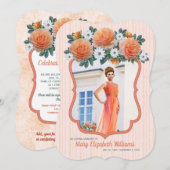 Memorial Service Apricot Rose White Daisies Foto Einladung (Vorne/Hinten)