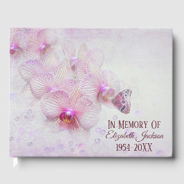 Memorial Service Butterfly On Pink Orchids Gästebuch
