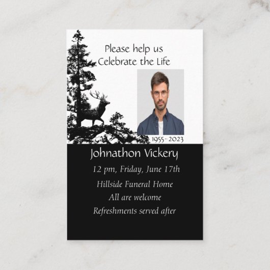 Memorial Service Christlich Stag Dez Art Visitenkarte (Rückseite)