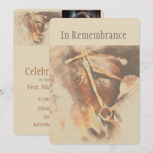 Memorial Service Classic Watercolor Pferd Einladung