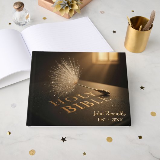 Memorial Service Dandelion On a Bible Gästebuch (Vorderseite Offen)