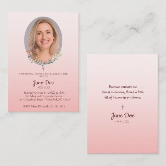 Memorial Service Design for Dear Ones Funeral Visitenkarte (Vorne/Hinten)