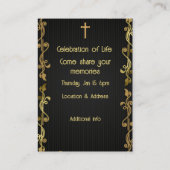 Memorial Service Einladen Classic Modernes Black G Visitenkarte (Rückseite)