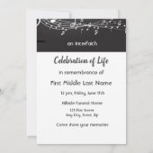 Memorial Service Einladen von Musiknoten Einladung (Rückseite)