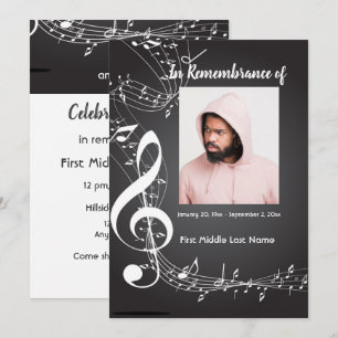 Memorial Service Einladen von Musiknoten Einladung
