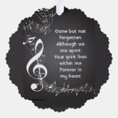 Memorial Service Einladen von Musiknoten Ornament Karte (Rückseite)