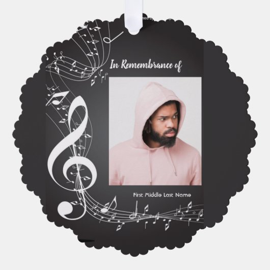 Memorial Service Einladen von Musiknoten Ornament Karte (Vorderseite)
