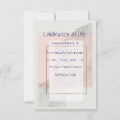 Memorial Service Einladung Classic Modern Feminine (Rückseite)